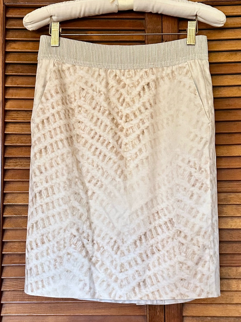 Marc Aurel German Designer Cream and Brown Snake Print Tread Skirt size 36 or M